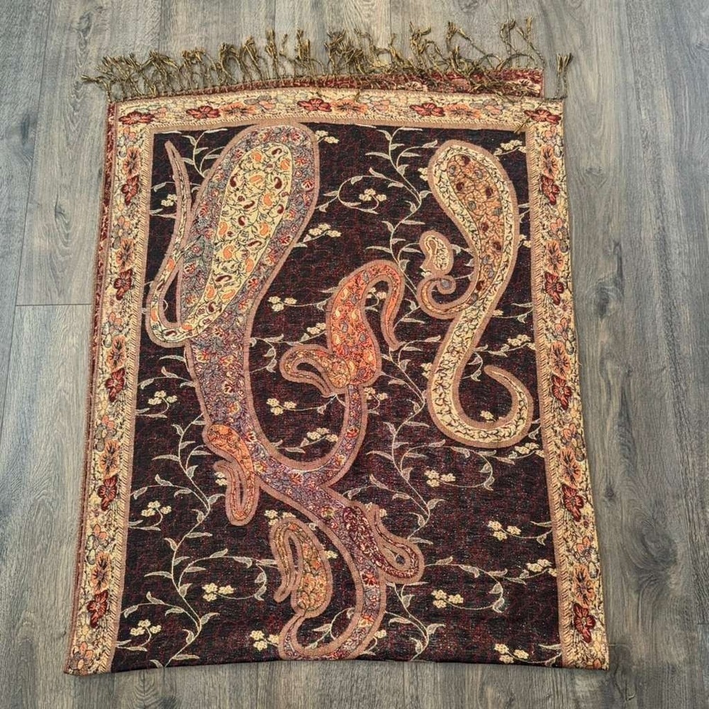 Pashmina Women's Shawl Head Neck Scarf 100% Pashmina Paisley Multicolor Glittery